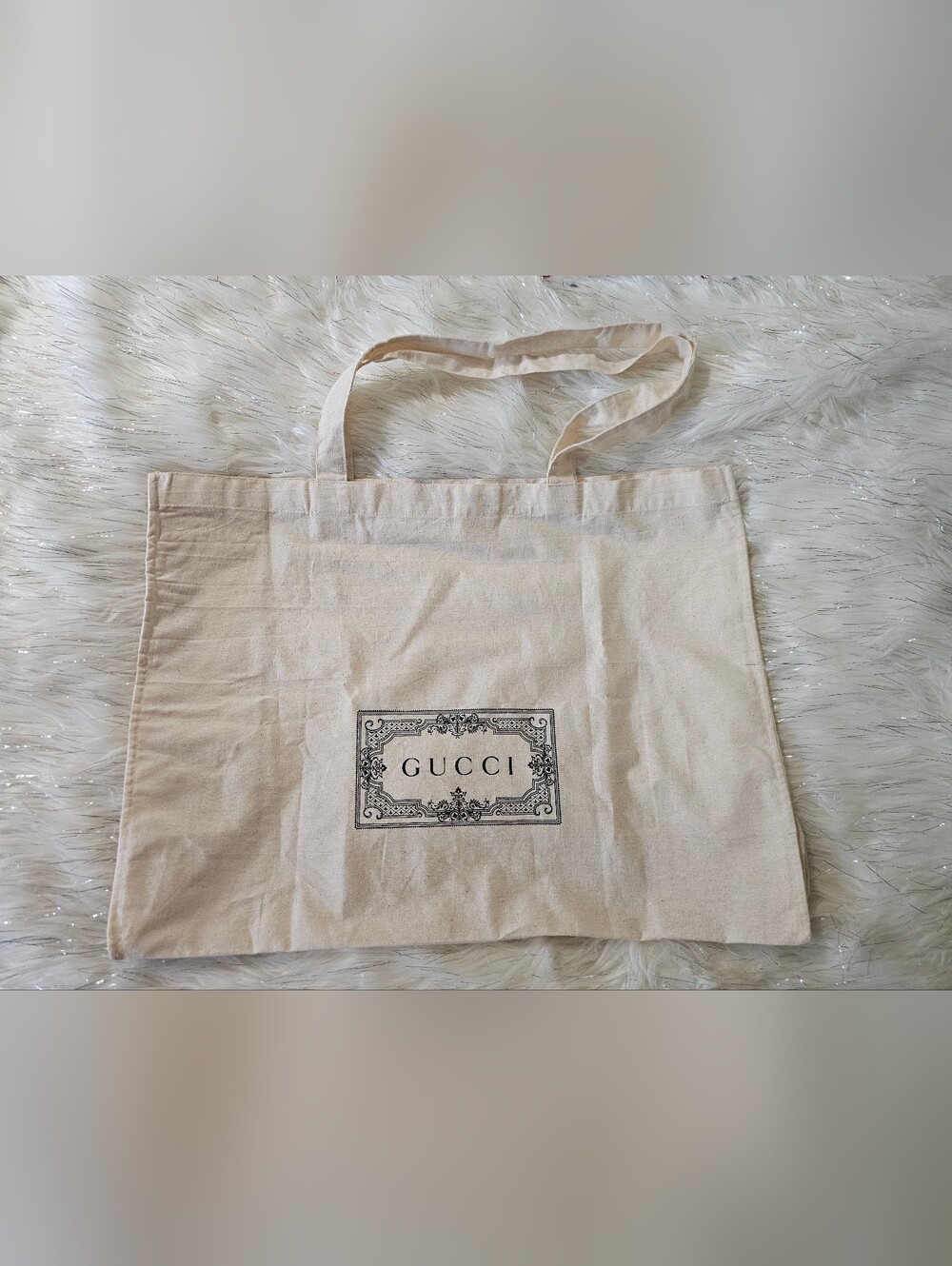 Gucci Canvas Tote Bag with Logo Print - Natural Large 100% Cotton
